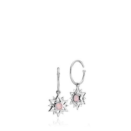 Olivia Dahl x Sistie - Sonnenohrring aus Silber mit rosa Opalstein**